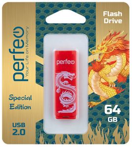 USB-флеш-накопитель Perfeo 64GB C04 Red Dragon