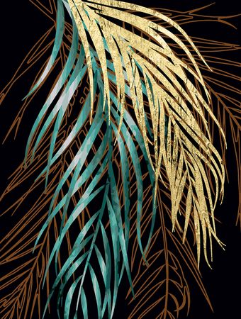 Картина по номерам 30х40 см "Пальмовые ветви. Часть 1" (с поталью) живопись с красками и кистью PNB/PMPT-225 ФРЕЯ