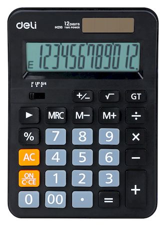 Калькулятор 12 разрядов EM210 черный (1905865) Deli